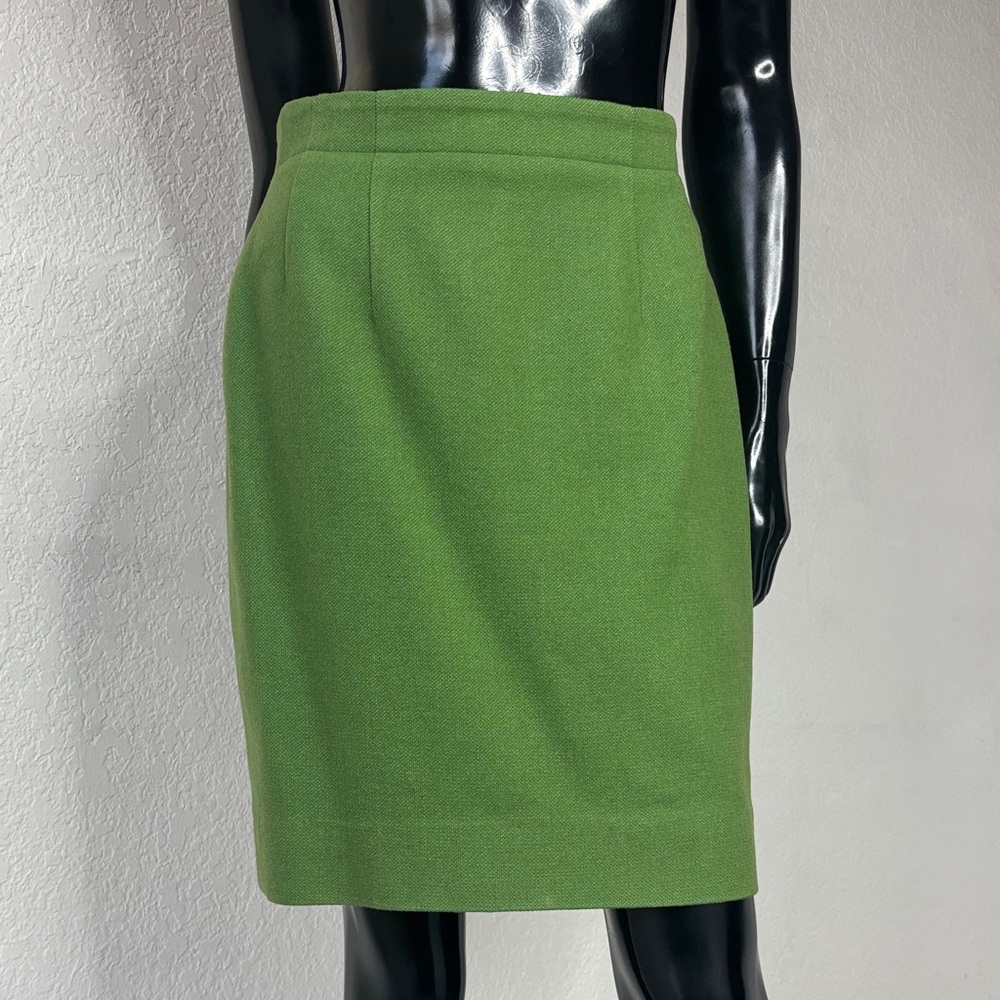 Luciano Barbera Classic Green Cashmere Blend Silk Lined Pencil Skirt, 29”